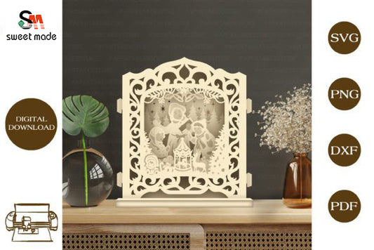 Merry Christmas 4 Pop Up Light Box File Paper Cut Template Cricut File