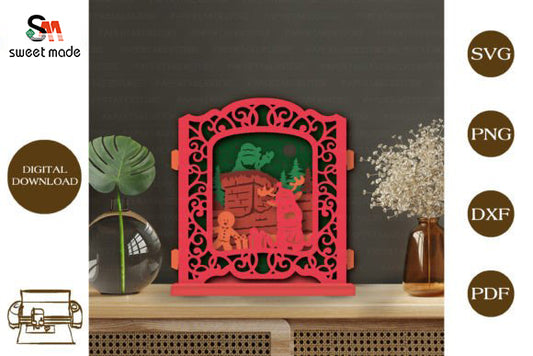 Merry Christmas 6 Pop Up Light Box File Paper Cut Template Cricut File
