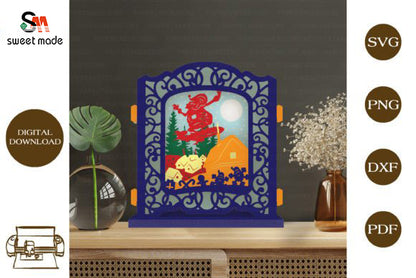 Merry Christmas 7 Pop Up Light Box File Paper Cut Template Cricut File