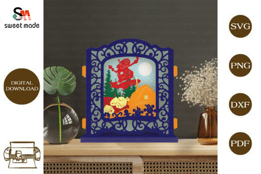 Merry Christmas 7 Pop Up Light Box File Paper Cut Template Cricut File