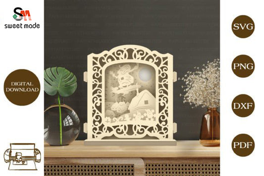 Merry Christmas 7 Pop Up Light Box File Paper Cut Template Cricut File
