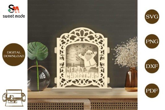 Merry Christmas 8 Pop Up Light Box File Paper Cut Template Cricut File