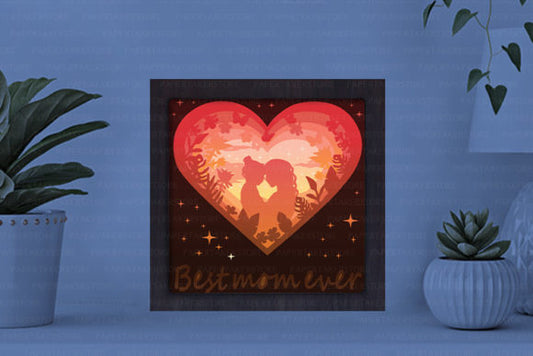 Mother and Daughter Paper Cut Light Box Graphics Template