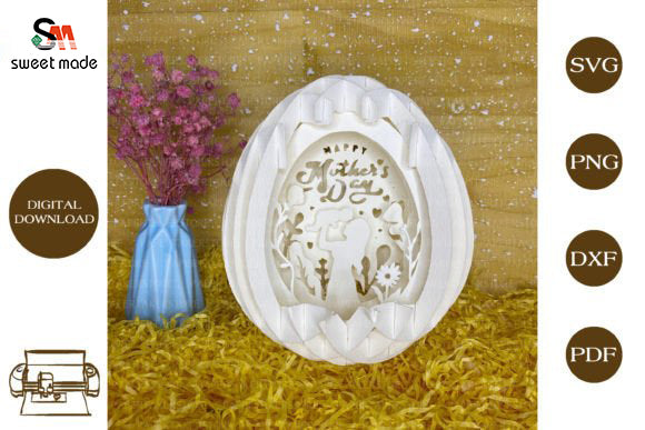 Mothers Day-2 Pop Up Egg Light Box Paper Cut Template Cricut File