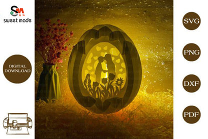 Mothers Day-3 Pop Up Egg Light Box Paper Cut Template Cricut File
