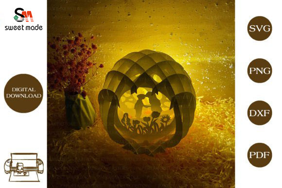 Mothers Day-3 Pop Up Egg Light Box Paper Cut Template Cricut File