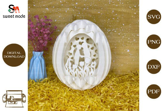 Mothers Day-3 Pop Up Egg Light Box Paper Cut Template Cricut File
