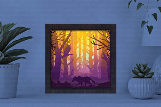 Owl and Wolf Paper Cut Light Box Graphics Template