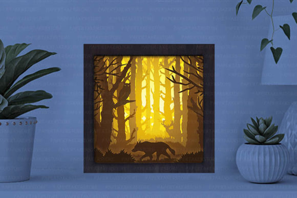 Owl and Wolf Paper Cut Light Box Graphics Template