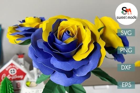 DIY Multi Color Rose Paper Flower Svg Template