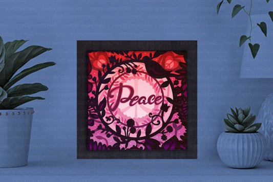 Peace Paper Cut Light Box Graphics Template