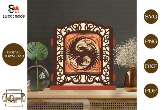 Phoenix Pop Up Light Box File Paper Cut Template Cricut File