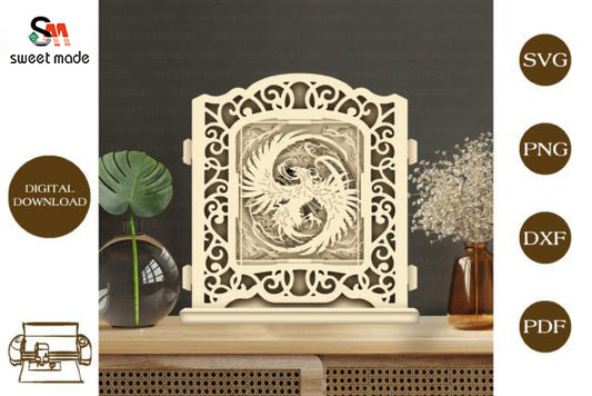 Phoenix Pop Up Light Box File Paper Cut Template Cricut File