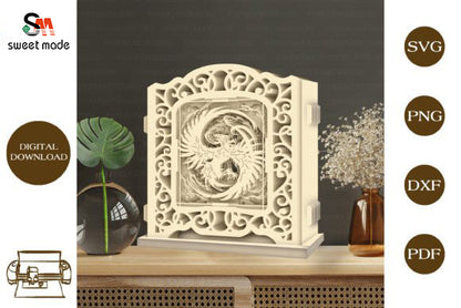 Phoenix Pop Up Light Box File Paper Cut Template Cricut File