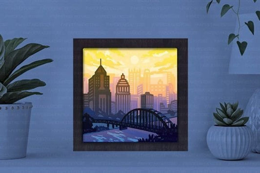 Pittsburgh Paper Cut Light Box Graphics Template