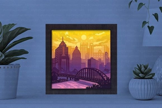Pittsburgh Paper Cut Light Box Graphics Template