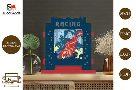 Racing Pop Up Light Box File Paper Cut Template Cricut File