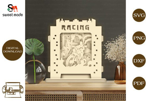Racing Pop Up Light Box File Paper Cut Template Cricut File