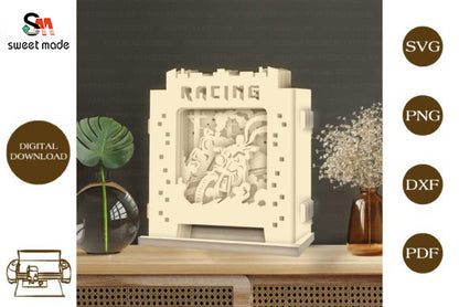 Racing Pop Up Light Box File Paper Cut Template Cricut File