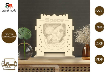 Rocket Pop Up Light Box File Paper Cut Template Cricut File