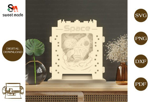 Rocket Pop Up Light Box File Paper Cut Template Cricut File