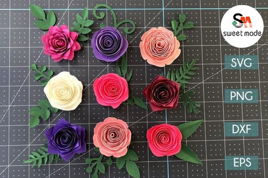 DIY Rolled-Flower 3 Paper Flower SVG Template