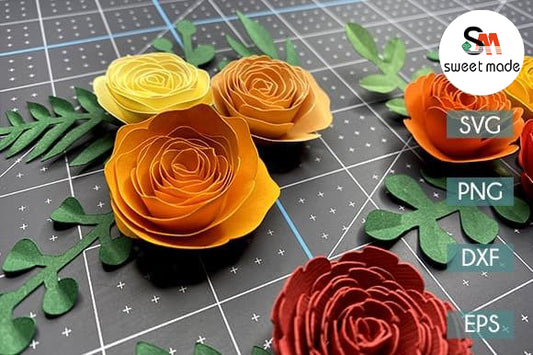 DIY Rolled-Flower Paper Flower SVG Template