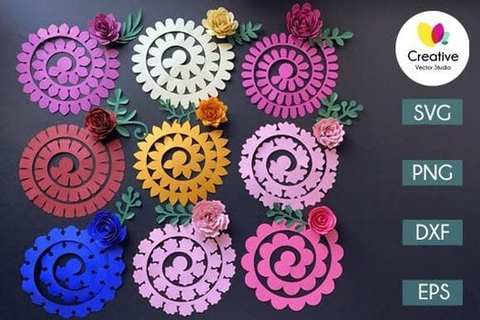 DIY Rolled-Flower 5 Paper Flower SVG Template