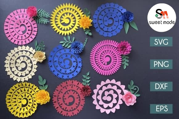DIY Rolled-Flower 4 Paper Flower SVG Template