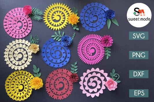 DIY Rolled-Flower 4 Paper Flower SVG Template