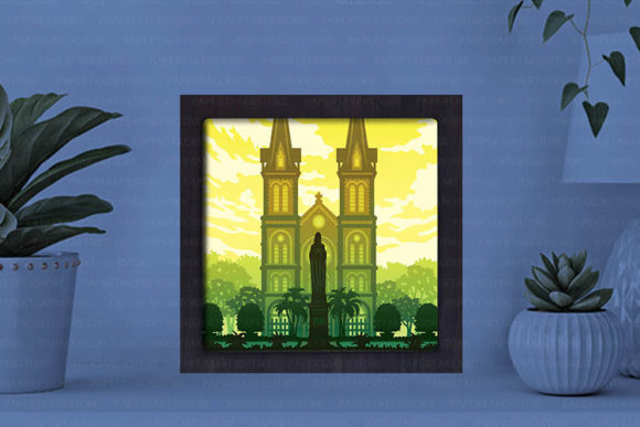 Saigon Paper Cut Light Box Graphics Template