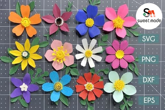 DIY Simple Flowers Series Paper Flower SVG Template