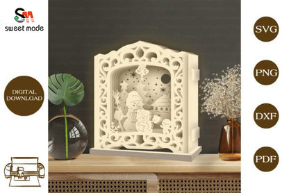 Snowman Pop Up Light Box File Paper Cut Template Cricut File