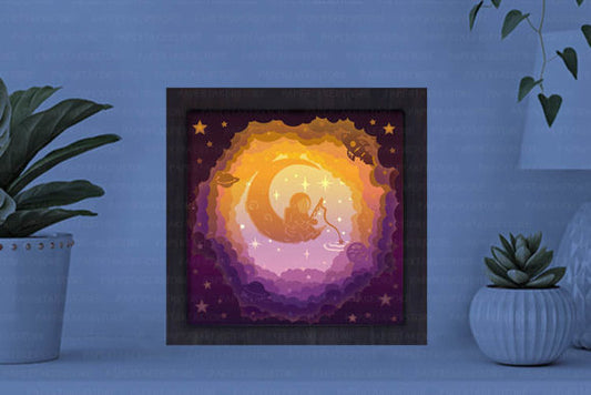 Spaceman Cosmonaut Paper Cut Light Box Graphics Template