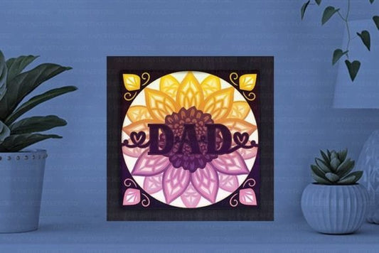 Sunflower Dad Paper Cut Light Box Graphics Template
