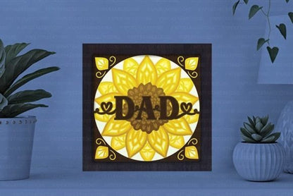 Sunflower Dad Paper Cut Light Box Graphics Template