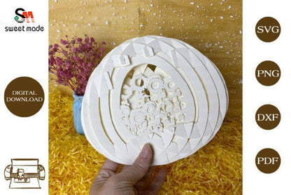 Sunflower Pop Up Egg Light Box Paper Cut Template Cricut File