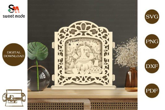Thanksgiving Day 1 Pop Up Light Box File Paper Cut Template Cricut File