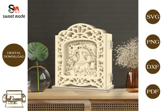 Thanksgiving Day 1 Pop Up Light Box File Paper Cut Template Cricut File
