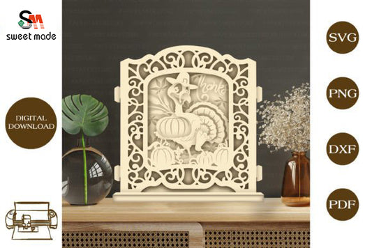Thanksgiving Day 2 Pop Up Light Box File Paper Cut Template Cricut File