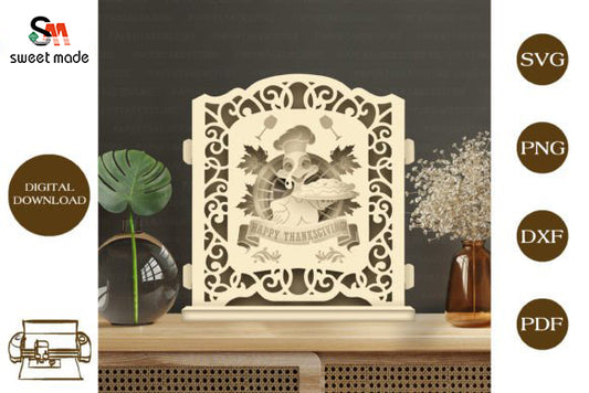 Thanksgiving Day 3 Pop Up Light Box File Paper Cut Template Cricut File