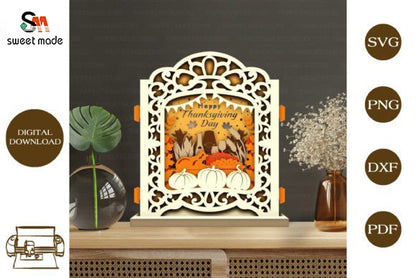 Thanksgiving Day 4 Pop Up Light Box File Paper Cut Template Cricut File