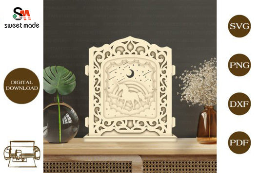 Unicorn Pop Up Light Box File Paper Cut Template Cricut File