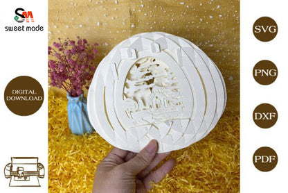Village Pop Up Egg Light Box Paper Cut Template Cricut File