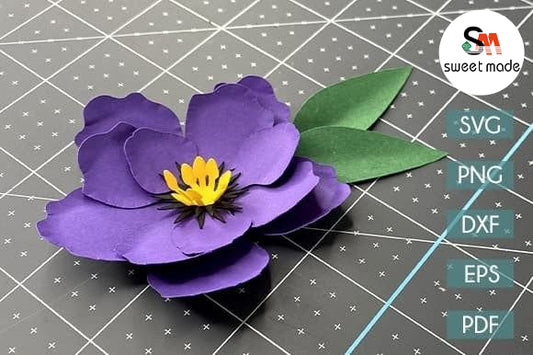 DIY Violet Flowers Series Paper Flower SVG Template