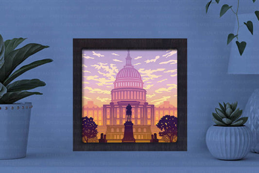 Washington DC Paper Cut Light Box Graphics Template