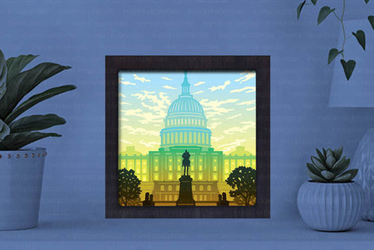 Washington DC Paper Cut Light Box Graphics Template
