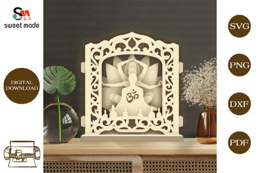 Yoga Pop Up Light Box File Paper Cut Template Cricut File